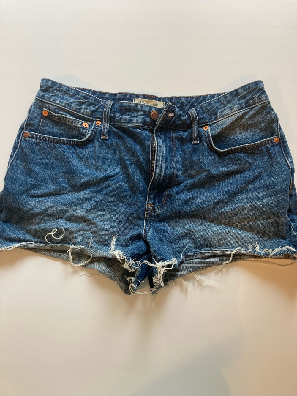 Madewell Dark Blue Distressed Denim Cutoff Shorts